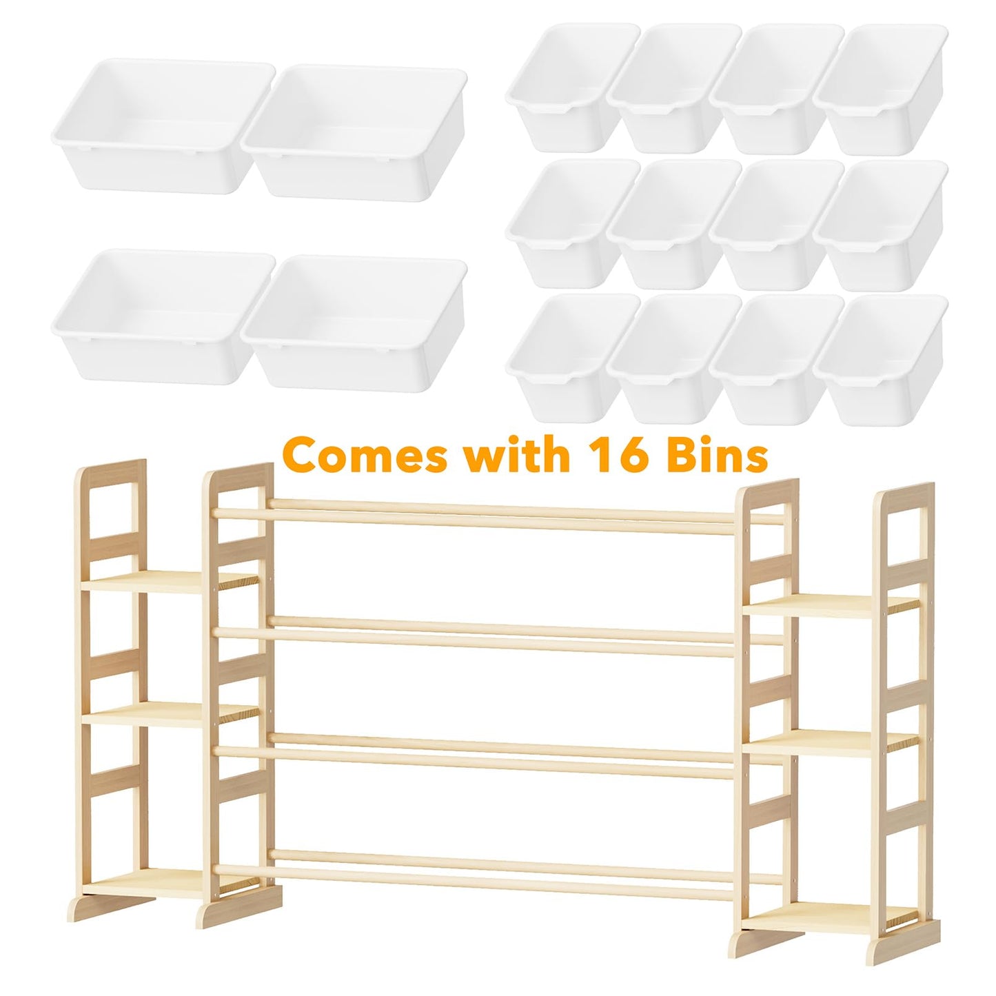 SpaceAid Toy Storage Organizer with 6 Shelves and 12 Bins, Bookshelf/Bookcase, Kids Bin Shelf, Toys Box for Playroom Organization for Bedroom & Room Decor, White, 52.3" W