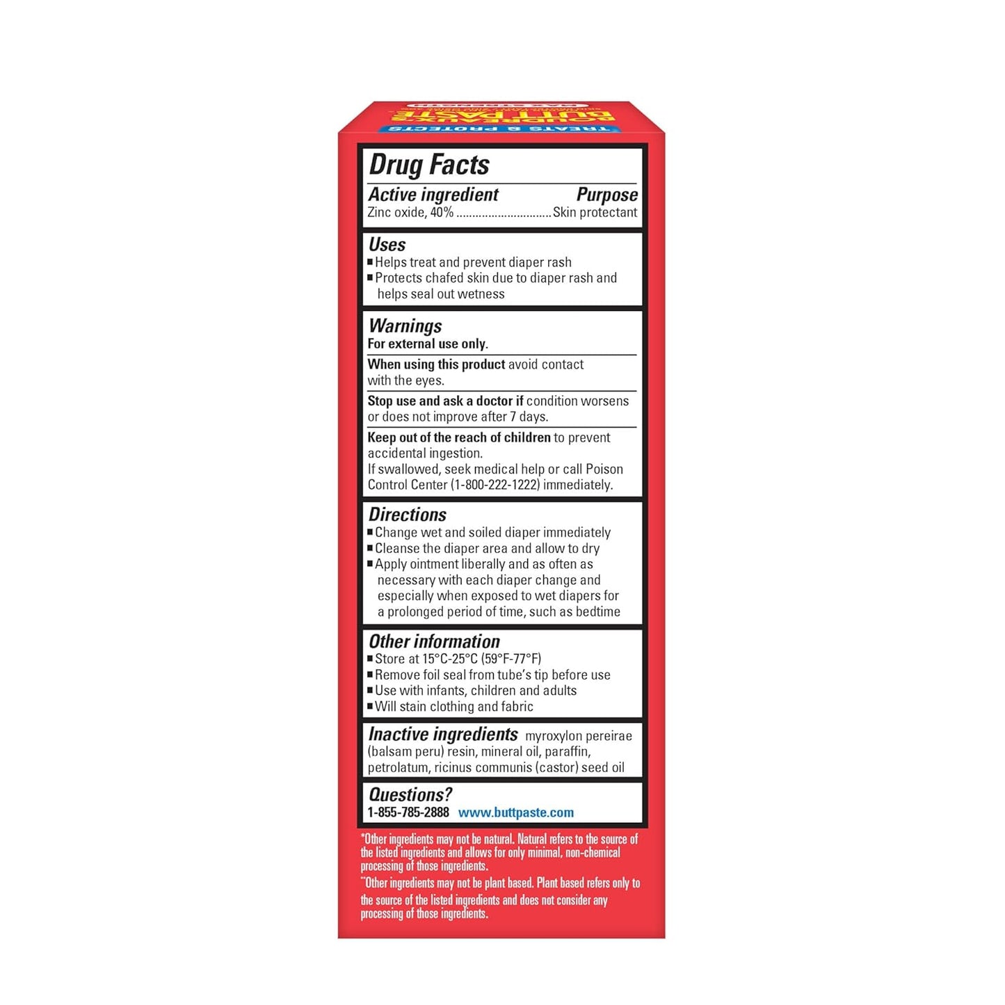 Boudreaux’s Butt Paste Max Strength Diaper Rash Cream for Baby, Ointment With Zinc Oxide, 2 oz Tube
