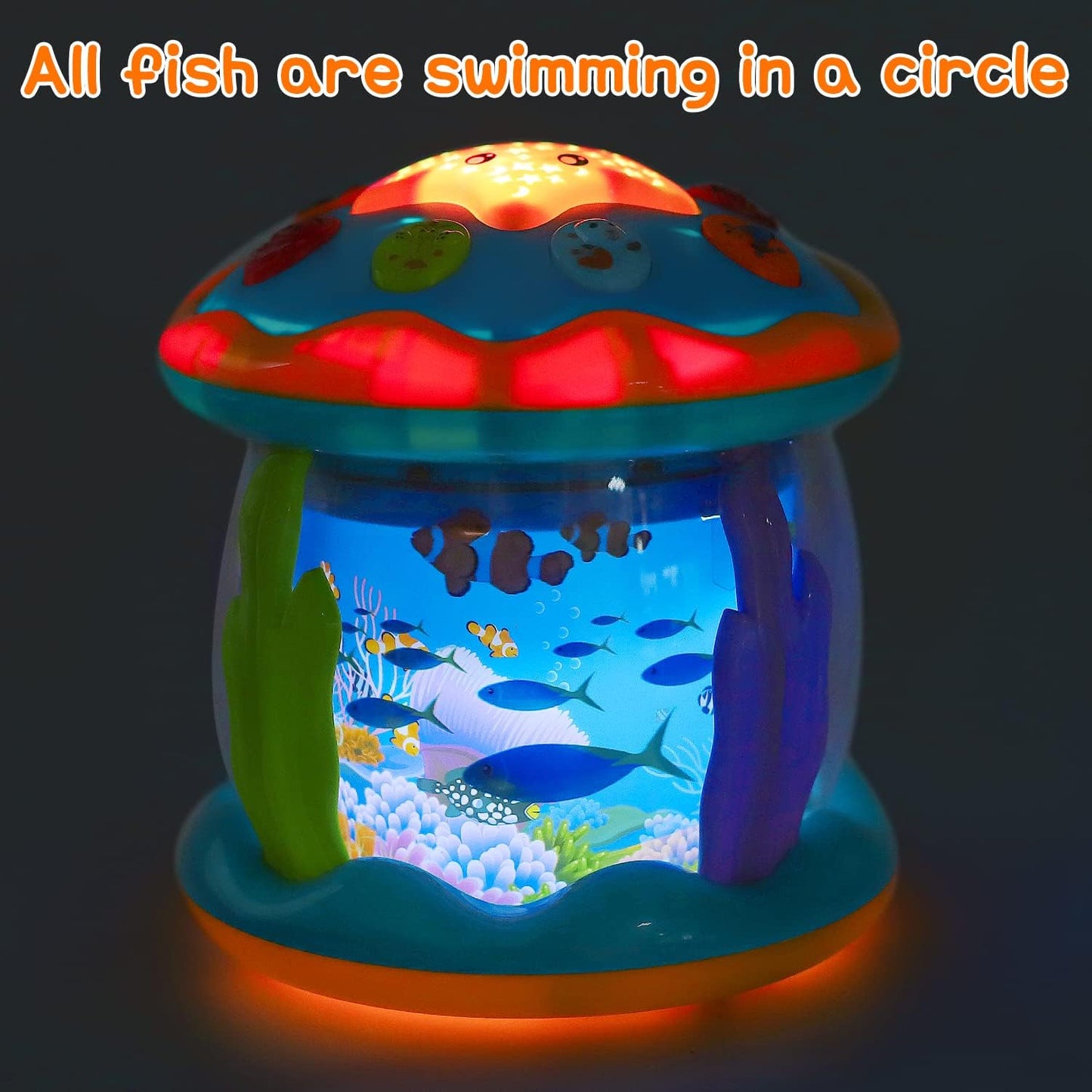 Baby Toys 6-12 Months Ocean Projector Rotating Musical Light Up Tummy Time Toys for Infant 0-6 3-6 Months Baby Aquarium Crawling Toys 4 5 6 7 8 9 12-18 Months Boy Girl 1 Year Old Birthday Shower Gifts