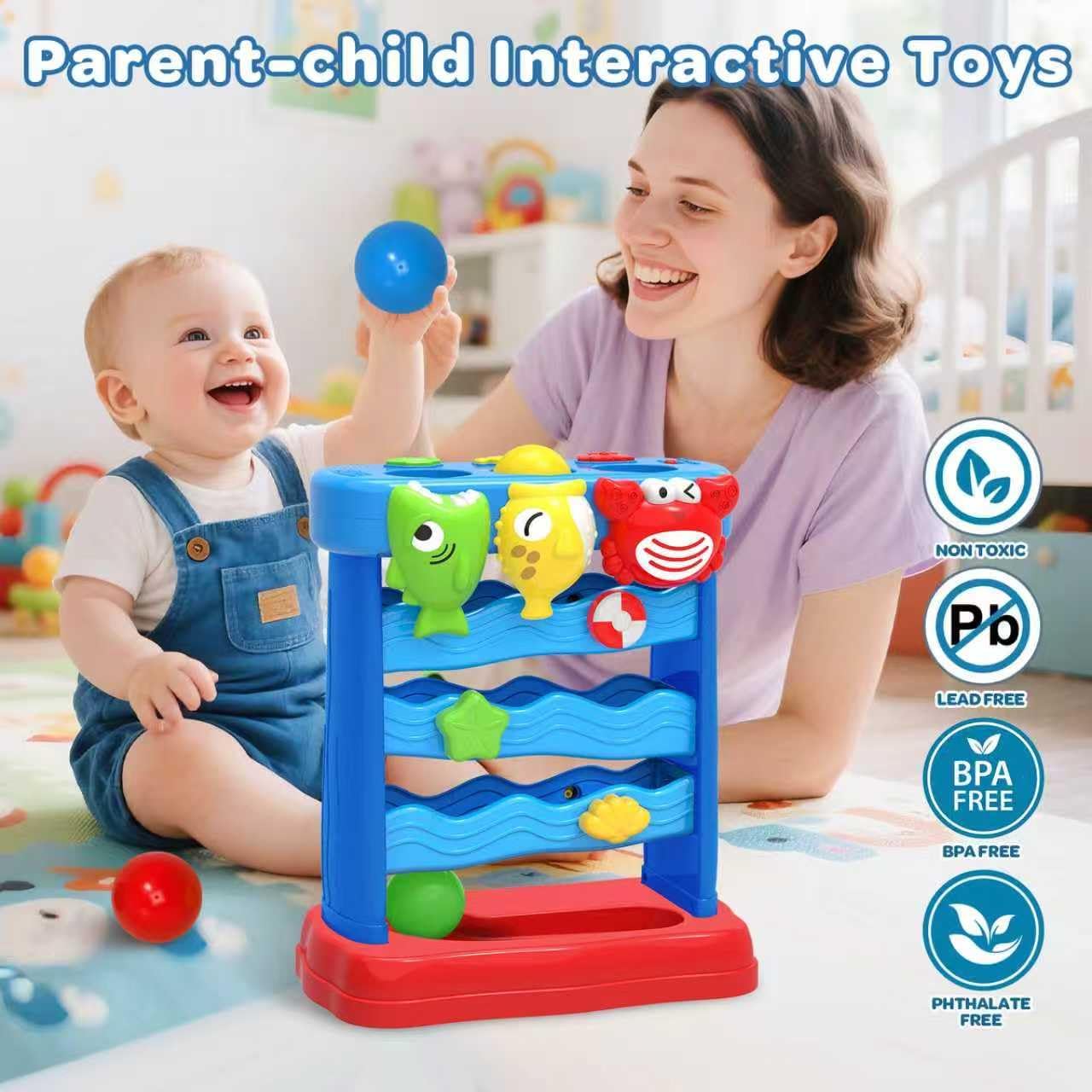 Toys for Toddlers 12-18 Months, Montessori Musical Toy for Baby 12-18 Months, Interactive Feeding Toy with Lights, Sensory Cause and Effect Game, Christmas Birthday Gifts for Boys Age 1-2 years old