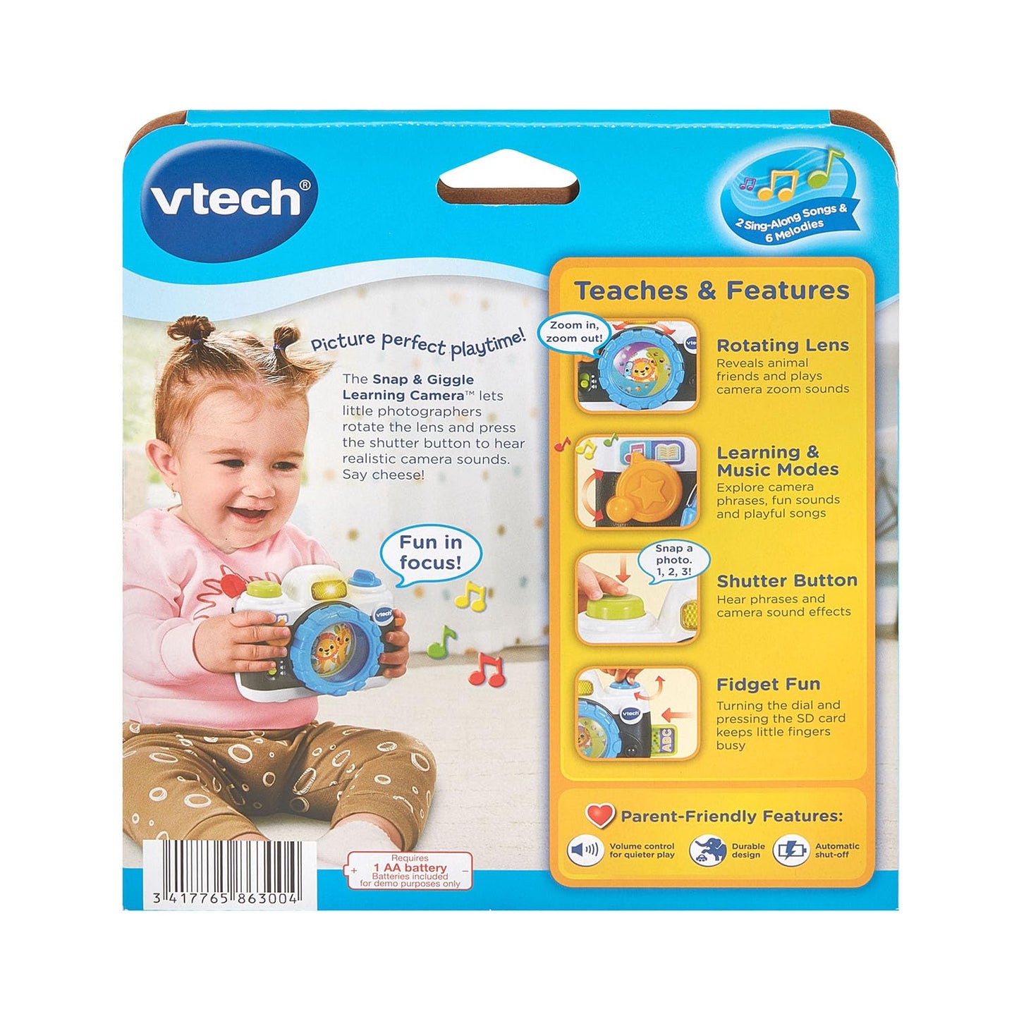 VTech Snap and Giggle Learning Toy Camera with Realistic Sounds, Black