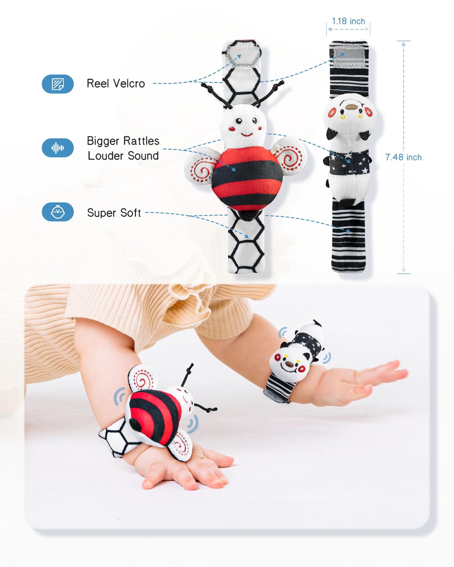 Infinno Baby Wrist Rattle Socks and Foot Finder Set, Perfect Baby Toys for 0-12 Months Newborn Boys and Girls As Shower Gifts, Garden Bug Series