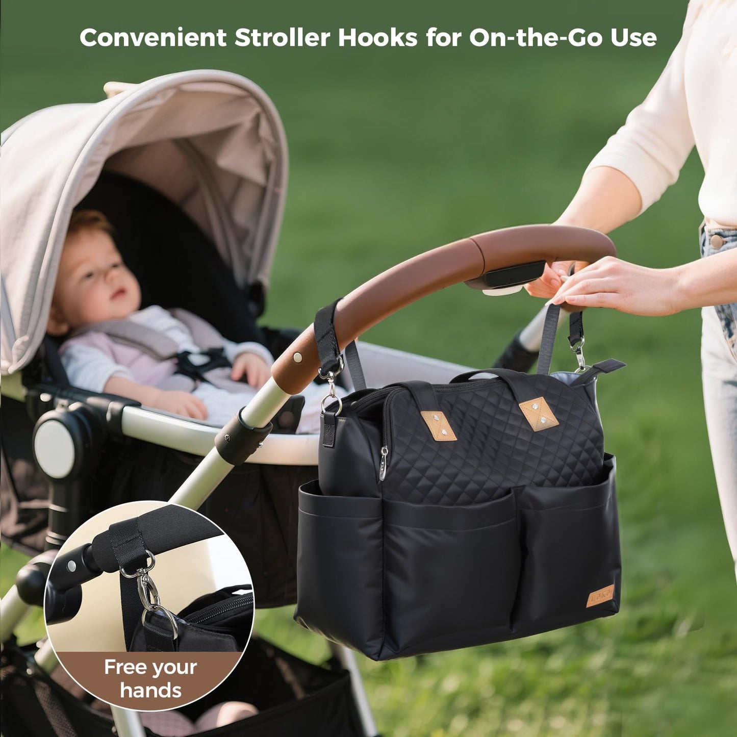 Lekebaby Diaper Bag Tote, 17 Pockets Large Travel Diaper Tote Waterproof with Portable Changing Pad, Mom Crossbody Hospital Bag for Labor Delivery, Baby Essentials for Newborn Gifts, Grey
