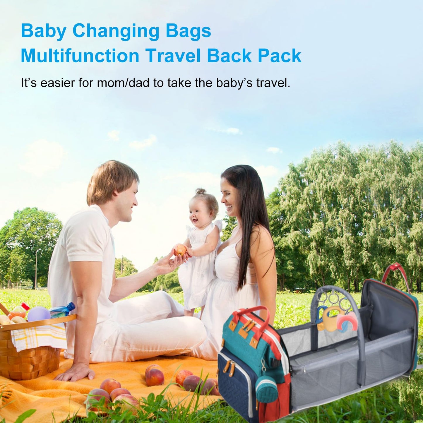 Jeryswet Baby Diaper Bags with Changing Station, Waterproof Large Capacity Diaper Bag Backpack for Moms Dads with USB Charging Port and Stroller Straps, Baby Shower Gifts, Grey