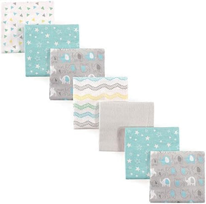 Luvable Friends Unisex Baby Cotton Flannel Receiving Blankets, Rainbow 7-Pack, One Size