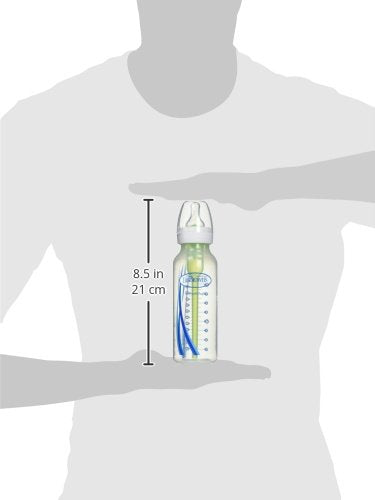 Dr. Brown's Natural Flow Anti-Colic Options+ Narrow Baby Bottle, 8 oz/250 mL, with Level 1 Slow Flow Nipples, 0m+, 4 Pack