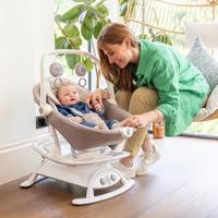 Joie Cinnamon 2-in-1 Glider and Rocker – Multi-Motion Baby Swing and Rocker Combo with Plush Fabrics, Compact Design, and Multiple Recline Positions – Soothing Sounds & Gentle Vibrations (Fern)