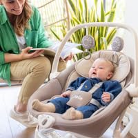 Joie Cinnamon 2-in-1 Glider and Rocker – Multi-Motion Baby Swing and Rocker Combo with Plush Fabrics, Compact Design, and Multiple Recline Positions – Soothing Sounds & Gentle Vibrations (Fern)