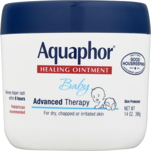 Aquaphor Baby Healing Ointment Advanced Therapy Skin Protectant for Chapped or Dry Skin, Drool Rash and Diaper Rash Ointment, 14 Oz Jar