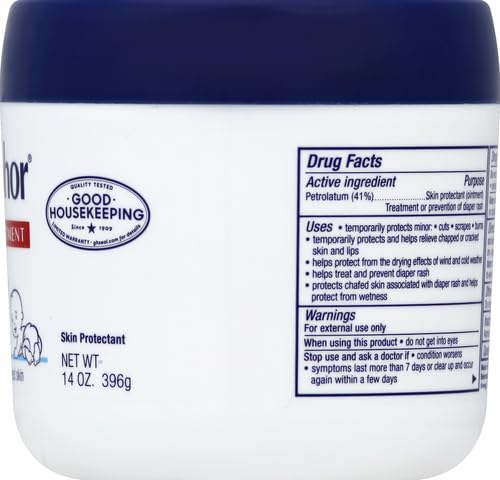 Aquaphor Baby Healing Ointment Advanced Therapy Skin Protectant for Chapped or Dry Skin, Drool Rash and Diaper Rash Ointment, 14 Oz Jar