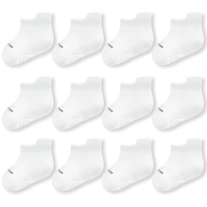 Bamboo Baby Non Slip Ankle Socks - Soft Cotton for Sensitive Skin (6 Pairs, Mixed Colors, Infants-Toddlers-Kids)