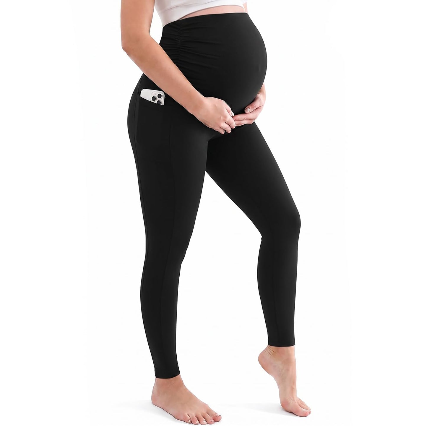 Hmuuo Women's Maternity Leggings Over The Belly Buttery Soft Pregnancy Yoga Pants Activewear Workout Leggings