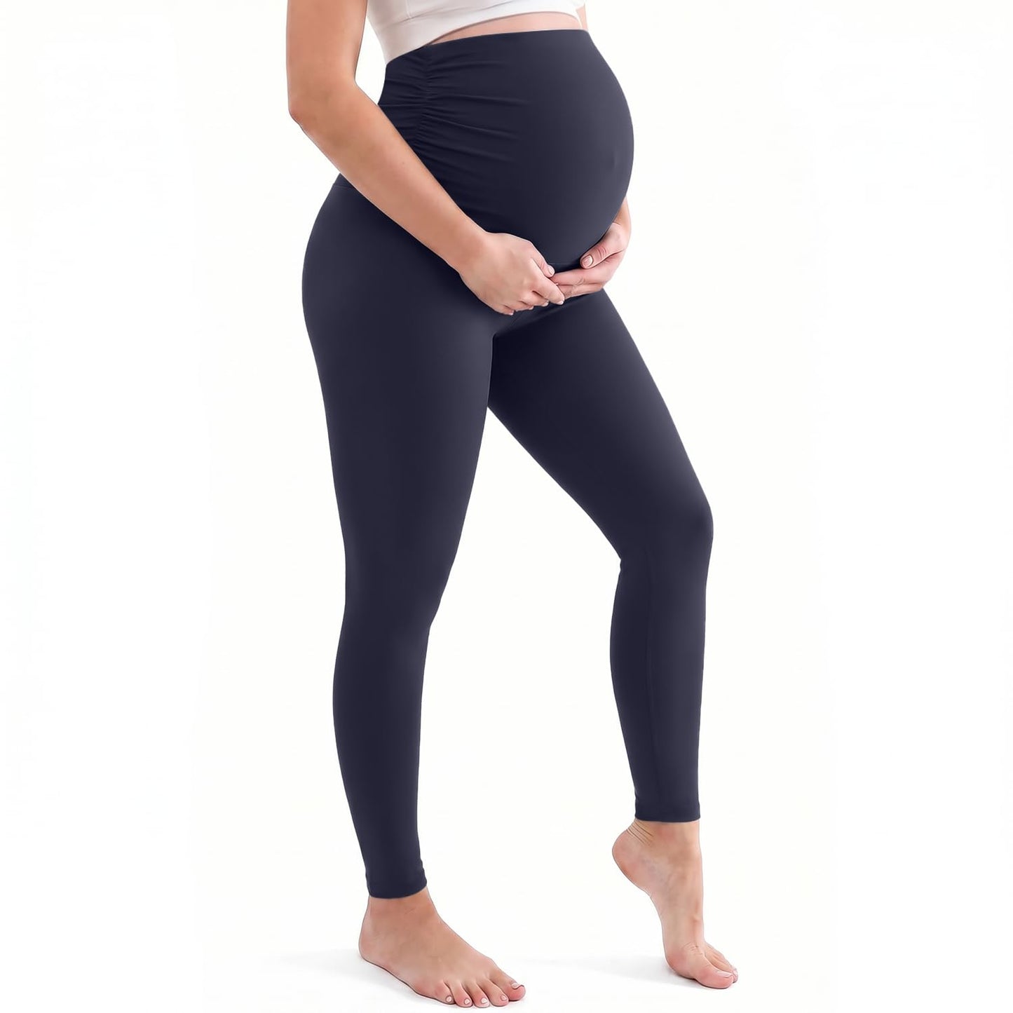 Hmuuo Women's Maternity Leggings Over The Belly Buttery Soft Pregnancy Yoga Pants Activewear Workout Leggings