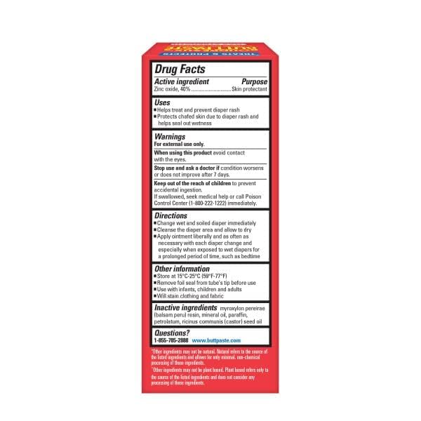 Boudreaux’s Butt Paste Max Strength Diaper Rash Cream for Baby, Ointment With Zinc Oxide, 2 oz Tube