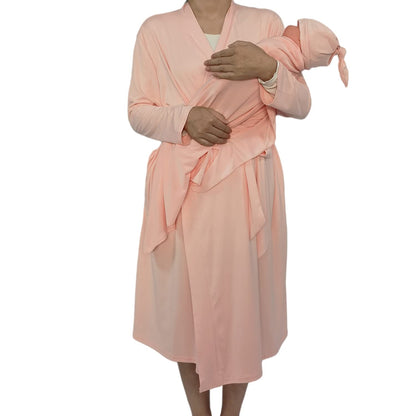 SUFEINI Maternity Robe and Matching Baby Swaddle Blanket Set, Mommy Robe with Receiving Blanket Girls Boys Sleepwear