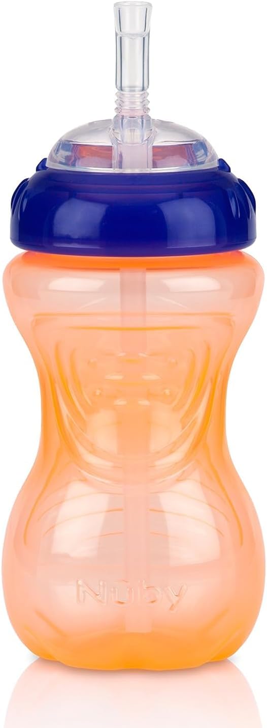 Nuby No-Spill Sippy Cup with Flex Straw - (3-Pack) 10-Ounce Bottles - Sippy Cups for Toddlers 12+ Months - Neutral Color Training Cups for Toddlers
