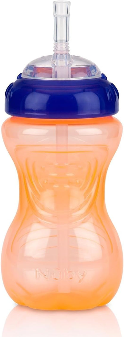 Nuby No-Spill Sippy Cup with Flex Straw - (3-Pack) 10-Ounce Bottles - Sippy Cups for Toddlers 12+ Months - Neutral Color Training Cups for Toddlers