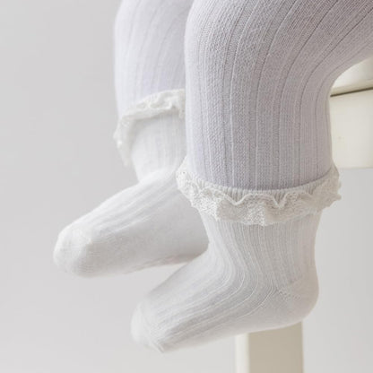 DRESHOW BQUBO Baby Girls Toddler Anti Slip Socks - Cute Frilly Ruffle Grip Ankle Socks for Infant Toddler