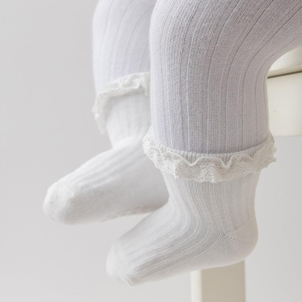 DRESHOW BQUBO Baby Girls Toddler Anti Slip Socks - Cute Frilly Ruffle Grip Ankle Socks for Infant Toddler