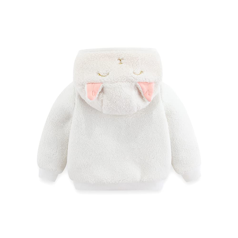 Newborn Infant Baby Boys Girls Cartoon Fleece Hooded Jacket Coat with Ears Warm Todder Kids Outwear Coat Zipper Up 0-6Y