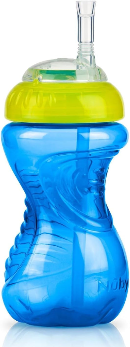 Nuby No-Spill Sippy Cup with Flex Straw - (3-Pack) 10-Ounce Bottles - Sippy Cups for Toddlers 12+ Months - Neutral Color Training Cups for Toddlers