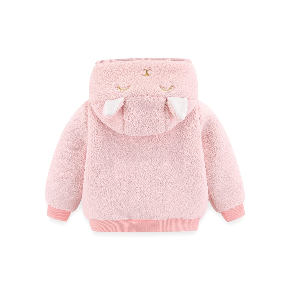 Newborn Infant Baby Boys Girls Cartoon Fleece Hooded Jacket Coat with Ears Warm Todder Kids Outwear Coat Zipper Up 0-6Y