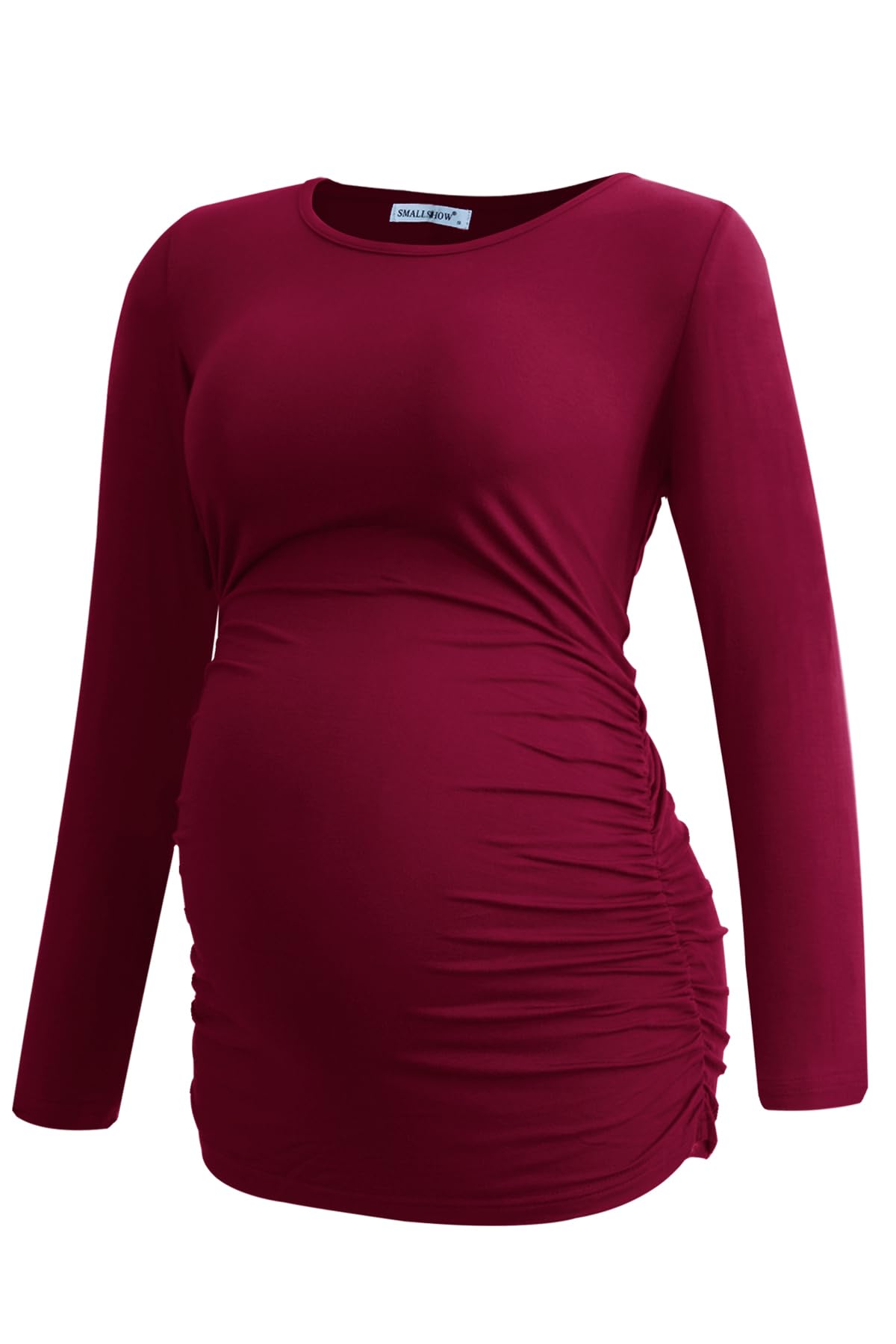 Smallshow Women's 4 Pack Maternity Shirts Long Sleeve Ruched Pregnancy Clothes Tops