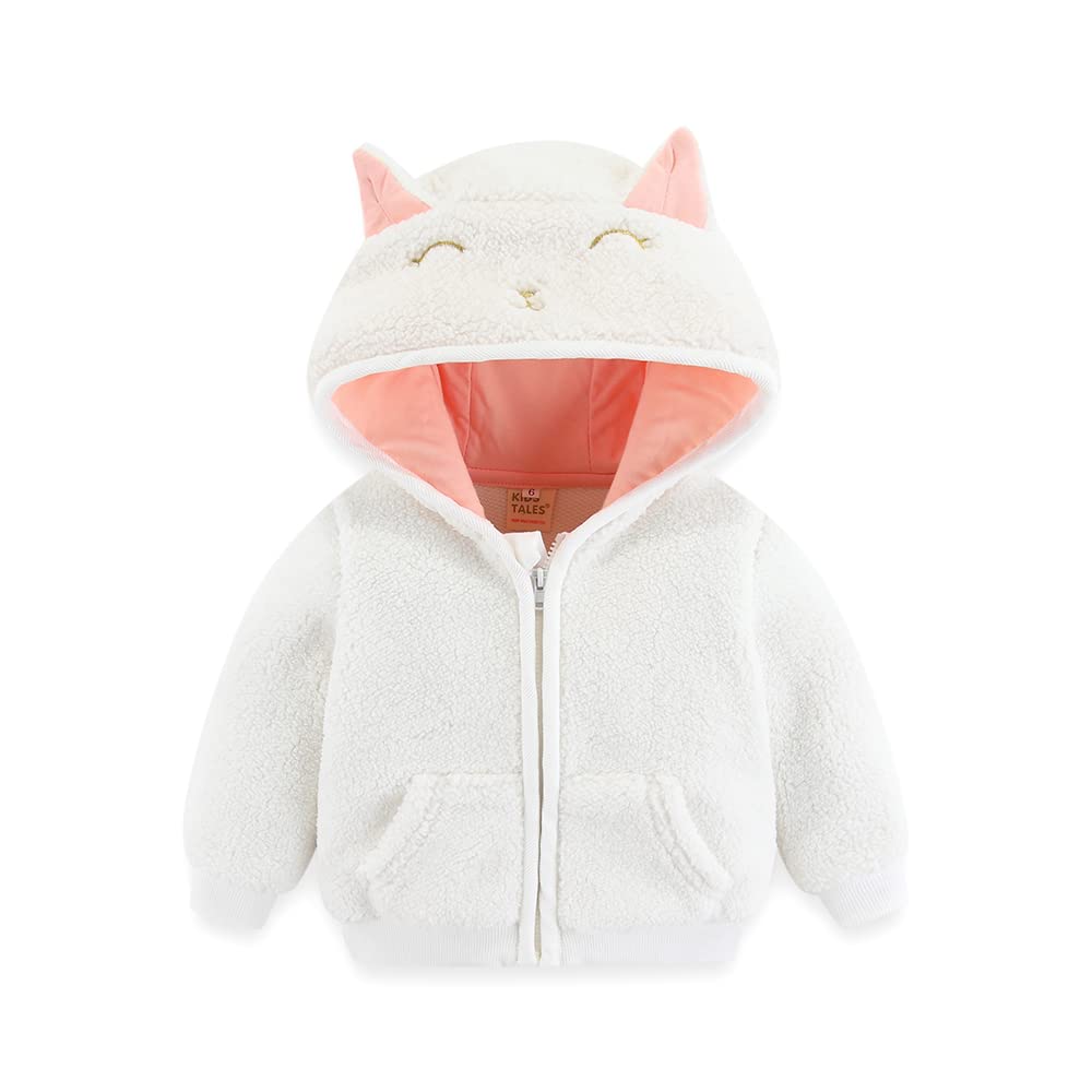 Newborn Infant Baby Boys Girls Cartoon Fleece Hooded Jacket Coat with Ears Warm Todder Kids Outwear Coat Zipper Up 0-6Y