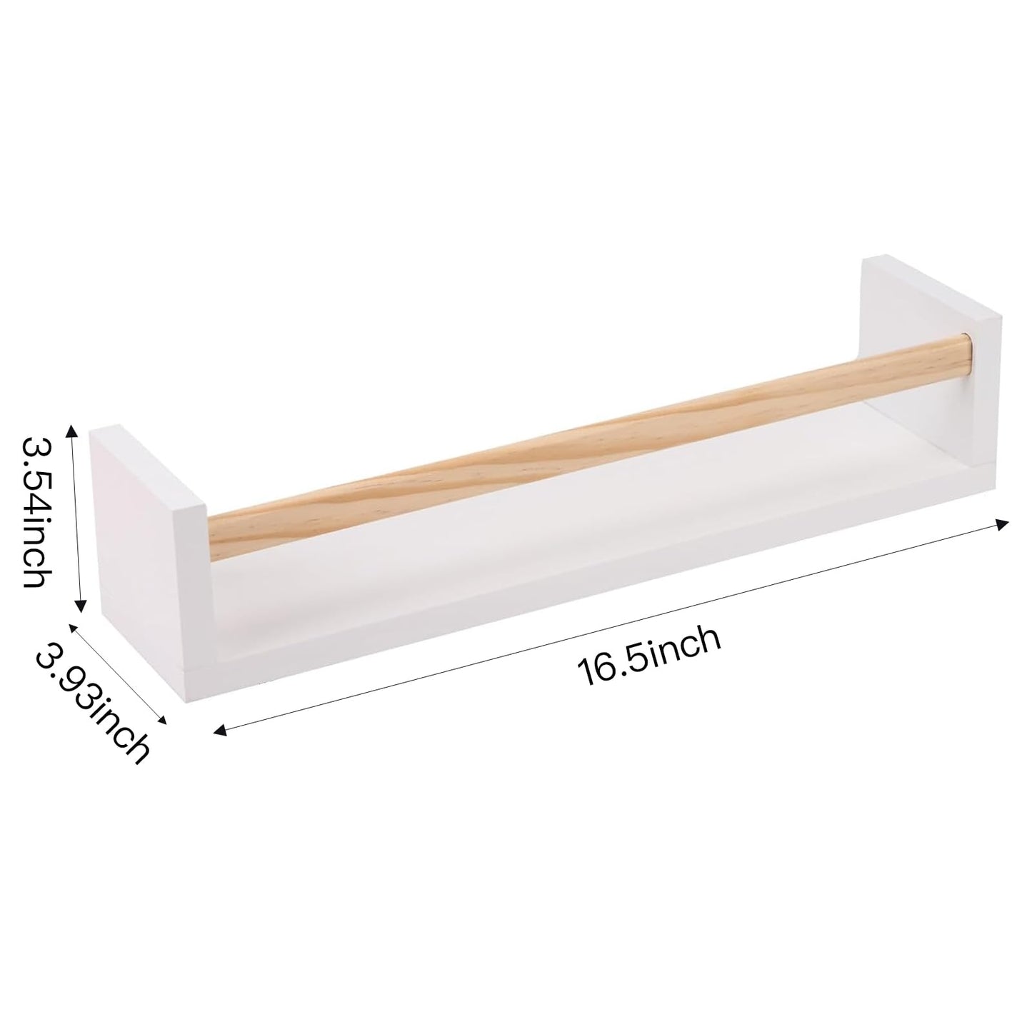 Fixwal Nursery Book Shelves, 16.5 Inch Floating Bookshelves for Wall Set of 3, Baby Nursery Decor, Solid Wood Wall Mounted Shelves for Books, Toys and Decor Storage (Brown)