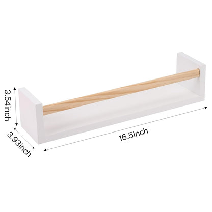 Fixwal Nursery Book Shelves, 16.5 Inch Floating Bookshelves for Wall Set of 3, Baby Nursery Decor, Solid Wood Wall Mounted Shelves for Books, Toys and Decor Storage (Brown)