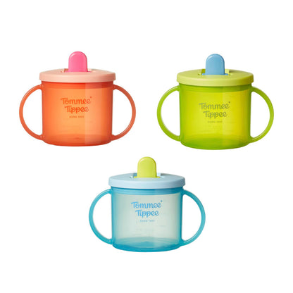 Tommee Tippee Transition Baby Sippy Cup With Spout, Ages 4 Months and Up, 5 oz, Leak-Proof Silicone Spout, Easy Grip Handles, Pink, Pack of 2