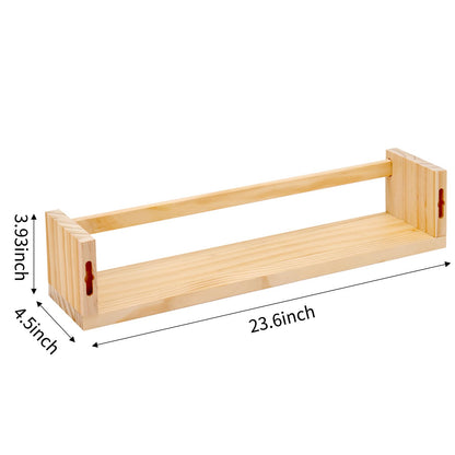 Fixwal Nursery Book Shelves, 16.5 Inch Floating Bookshelves for Wall Set of 3, Baby Nursery Decor, Solid Wood Wall Mounted Shelves for Books, Toys and Decor Storage (Brown)