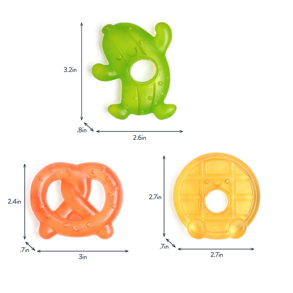 Itzy Ritzy Water-Filled Teethers - Cold Cutie Coolers Textured On Both Sides to Massage Sore Gums & Emerging Teeth - Can Be Chilled in Refrigerator, Set of 3 Green Cactus Water Teethers