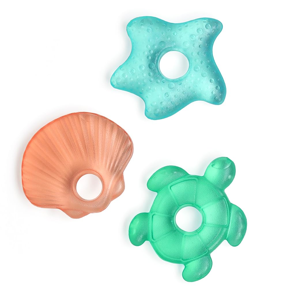 Itzy Ritzy Water-Filled Teethers - Cold Cutie Coolers Textured On Both Sides to Massage Sore Gums & Emerging Teeth - Can Be Chilled in Refrigerator, Set of 3 Green Cactus Water Teethers
