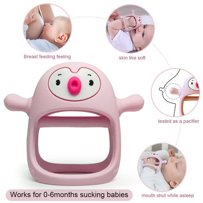 Smily Mia Penguin Teethers, Silicone TeethingToys for Babies 0-6Months, Baby Teethers for 3-6Months, Hand Teether for Infants, Teething/Teether Pacifiers for Infants, Light Purple