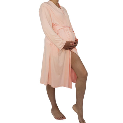 SUFEINI Maternity Robe and Matching Baby Swaddle Blanket Set, Mommy Robe with Receiving Blanket Girls Boys Sleepwear
