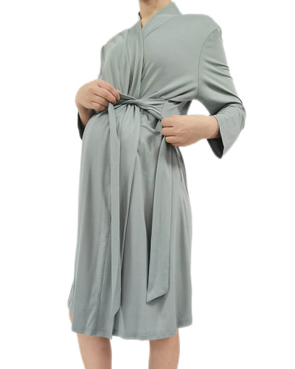 SUFEINI Maternity Robe and Matching Baby Swaddle Blanket Set, Mommy Robe with Receiving Blanket Girls Boys Sleepwear