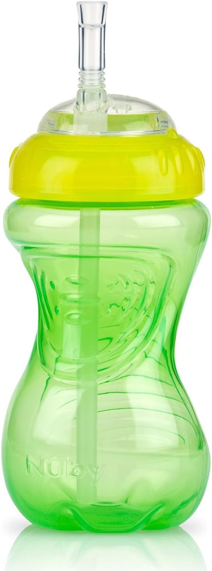 Nuby No-Spill Sippy Cup with Flex Straw - (3-Pack) 10-Ounce Bottles - Sippy Cups for Toddlers 12+ Months - Neutral Color Training Cups for Toddlers