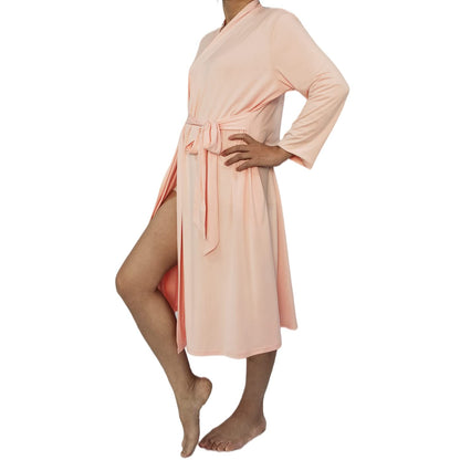 SUFEINI Maternity Robe and Matching Baby Swaddle Blanket Set, Mommy Robe with Receiving Blanket Girls Boys Sleepwear