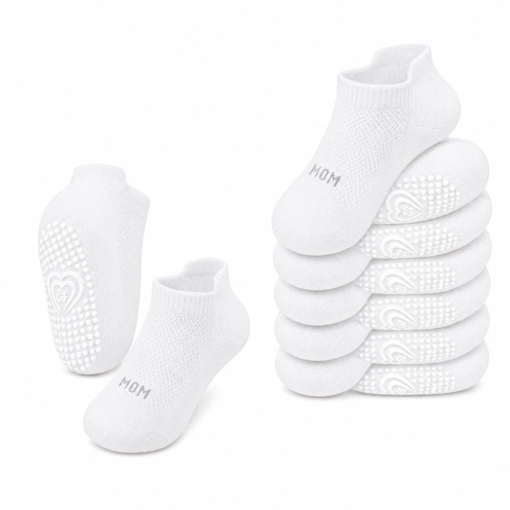 Bamboo Baby Non Slip Ankle Socks - Soft Cotton for Sensitive Skin (6 Pairs, Mixed Colors, Infants-Toddlers-Kids)