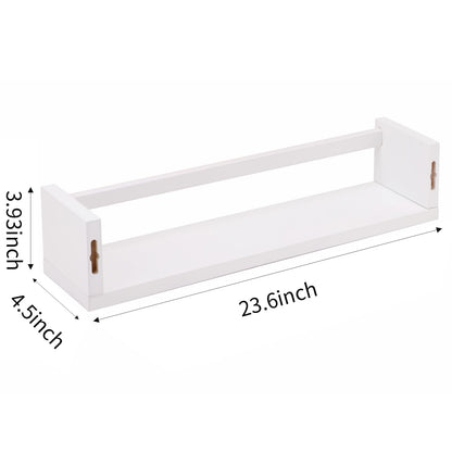 Fixwal Nursery Book Shelves, 16.5 Inch Floating Bookshelves for Wall Set of 3, Baby Nursery Decor, Solid Wood Wall Mounted Shelves for Books, Toys and Decor Storage (Brown)