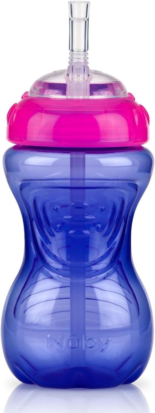 Nuby No-Spill Sippy Cup with Flex Straw - (3-Pack) 10-Ounce Bottles - Sippy Cups for Toddlers 12+ Months - Neutral Color Training Cups for Toddlers