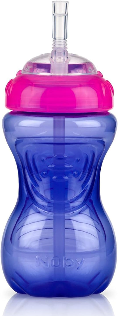 Nuby No-Spill Sippy Cup with Flex Straw - (3-Pack) 10-Ounce Bottles - Sippy Cups for Toddlers 12+ Months - Neutral Color Training Cups for Toddlers