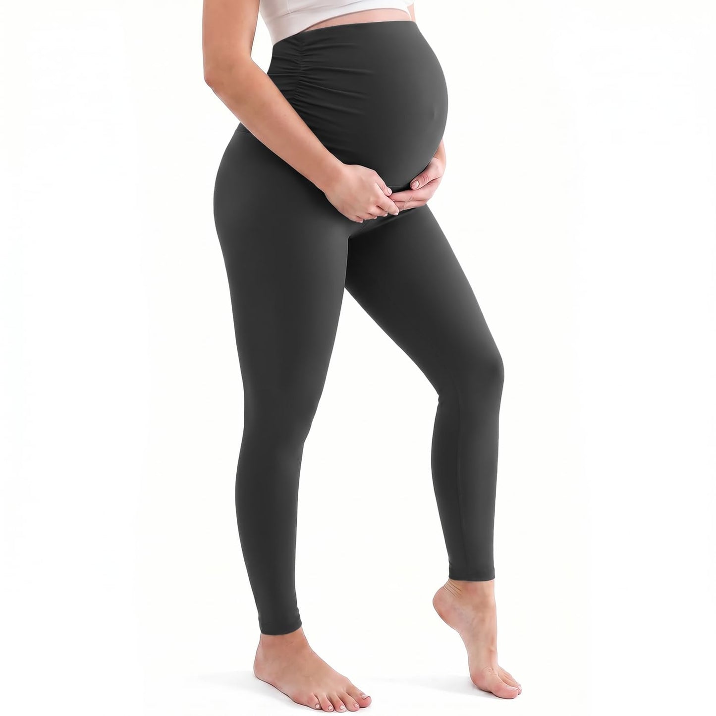 Hmuuo Women's Maternity Leggings Over The Belly Buttery Soft Pregnancy Yoga Pants Activewear Workout Leggings