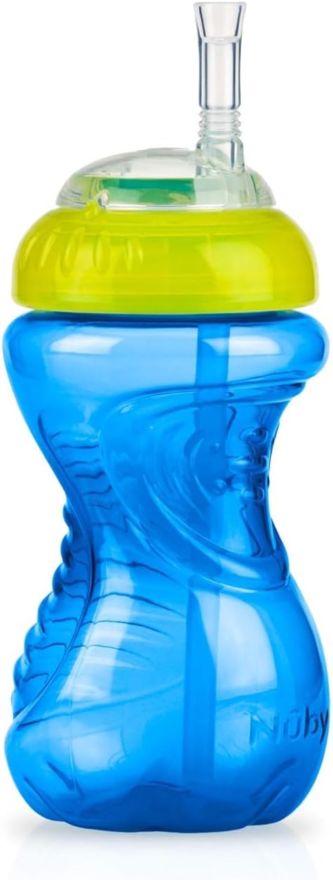 Nuby No-Spill Sippy Cup with Flex Straw - (3-Pack) 10-Ounce Bottles - Sippy Cups for Toddlers 12+ Months - Neutral Color Training Cups for Toddlers