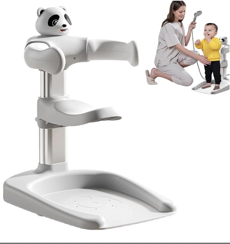 Baby Shower Stand with Built-in Seat and Bath Toy | Baby Bath Stand Height-Adjustable Washing Stand for Toddlers 6-36 Monts