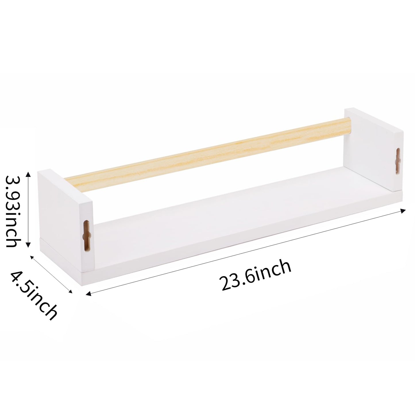 Fixwal Nursery Book Shelves, 16.5 Inch Floating Bookshelves for Wall Set of 3, Baby Nursery Decor, Solid Wood Wall Mounted Shelves for Books, Toys and Decor Storage (Brown)