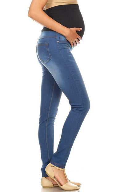 Women's Maternity Jeans Jeggings Full-Panel Pull-On Ripped Distressed Stretchy Skinny Denim Pant