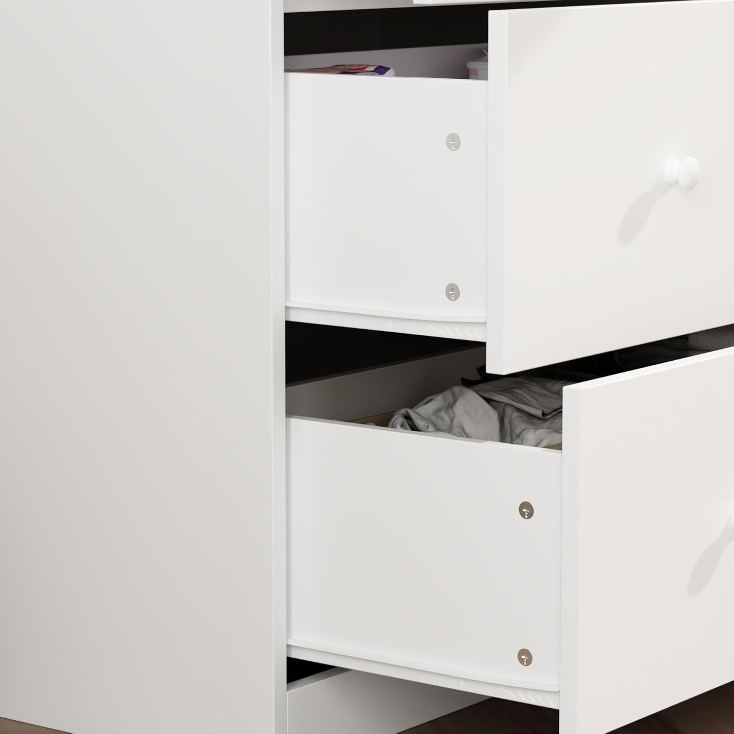 Nursery Dresser with Baby Changing Table, Diaper Changing Tables for Nursery with 5 Drawers & Shelves, Changing Station Nursery Organizer for Bedroom, White (47.6" W x 19.7" D x 36.1" H)