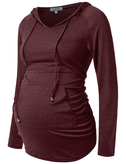 GINKANA Maternity Hoodie Long Sleeves Shirts Casual Maternity Top Pregnancy Sweatshirt Casual Clothes